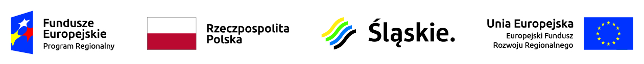 logo unijne kolejno od lewej: Fundusze Europejskie Program Regionalny, Rzeczpospolita Polska, Śląskie., Unia Europejska, Europejski Fundusz Rozwoju Regionalnego