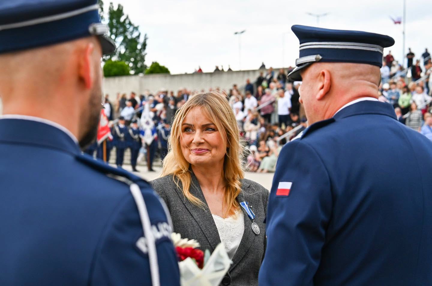 prezydent Gliwic i policjanci