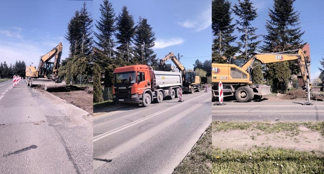 Trwa remont 300 metrów nawierzchni jezdni oraz chodnika wzdłuż ul. Knurowskiej, na odcinku od ul. Żurawinowej do ul. Szparagowej.