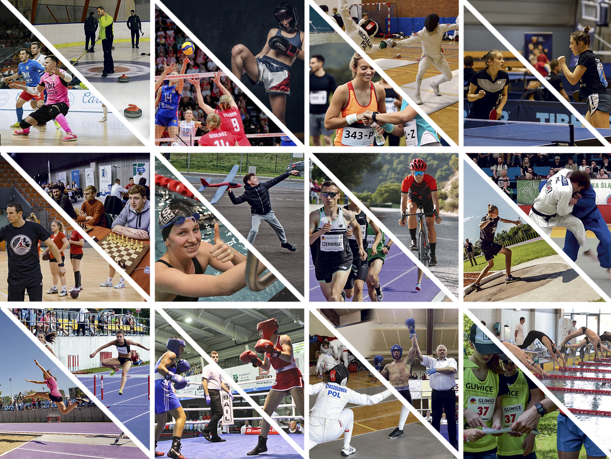 Kolaż zdjęć sportowych