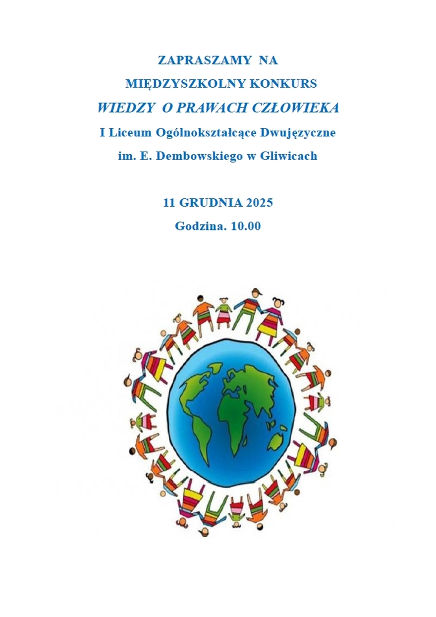 plakat Międzyszkolnego Konkursu Wiedzy o Prawach Człowieka